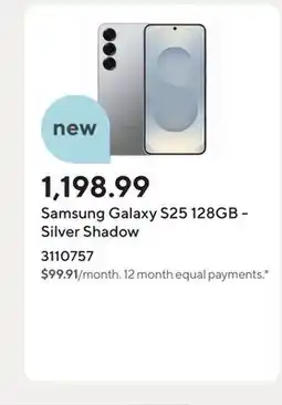 Staples Samsung Galaxy S25 128GB - Silver Shadow offer