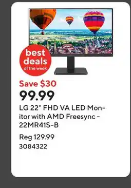 Staples LG 22 FHD VA LED Monitor with AMD Freesync - 22MR41S-B offer