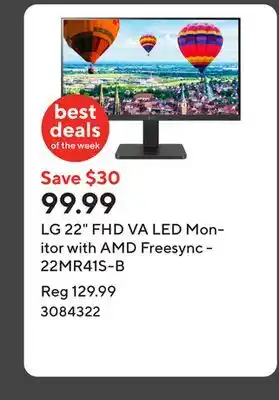 Staples LG 22 FHD VA LED Monitor with AMD Freesync - 22MR41S-B offer