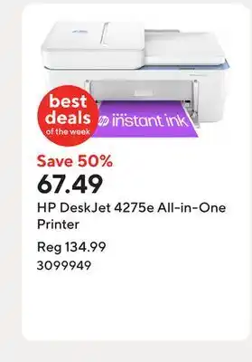 Staples HP DeskJet 4275e All-in-One Printer offer