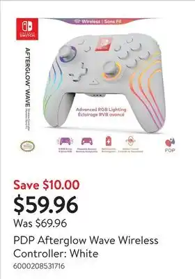 Walmart PDP Afterglow Wave Wireless Controller: White offer