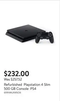 Walmart Refurbished Playstation 4 Slim 500 GB Console PS4 offer