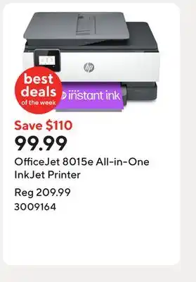 Staples OfficeJet 8015e All-in-One InkJet Printer offer