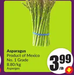 Chalo FreshCo Asparagus Product of Mexico No. 1 Grade 8.80/kg offer