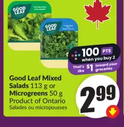 Chalo FreshCo Good Leaf Mixed Salads 113 g or Microgreens 50 g Product of Ontario offer