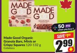 Chalo FreshCo Made Good Organic Granola Bars, Minis or Crispy Squares 120-132 g offer