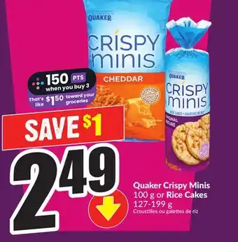 Chalo FreshCo Quaker Crispy Minis 100 g or Rice Cakes 127-199 g offer