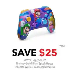 GameStop Nintendo Switch Color Splash Heroes Enhanced Wireless Controller by PowerA offer