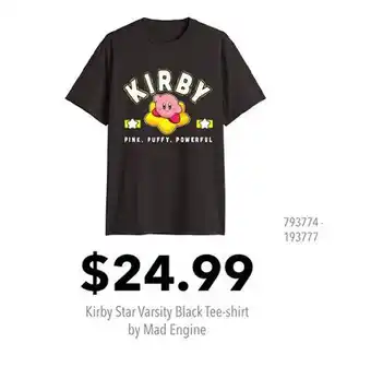 GameStop Kirby Star Varsity Black Tee-shirt by Mad Engine offer