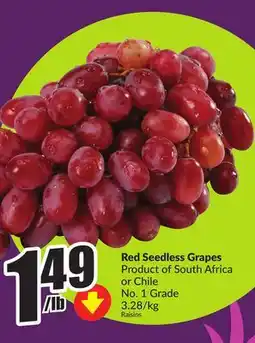 Chalo FreshCo Red Seedless Grapes Product of South Africa or Chile No. 1 Grade 3.28/kg offer