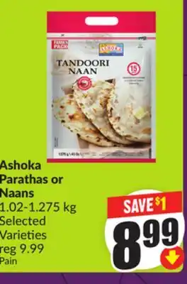 Chalo FreshCo Ashoka Parathas or Naans 1.02-1.275 kg Selected Varieties offer