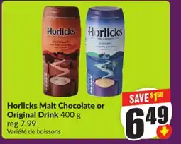 Chalo FreshCo Horlicks Malt Chocolate or Original Drink 400 g offer