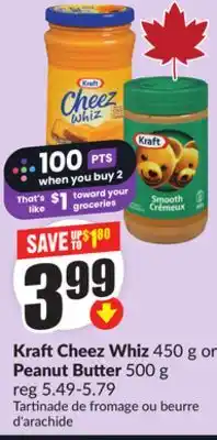 Chalo FreshCo Kraft Cheez Whiz 450 g or Peanut Butter 50 g offer