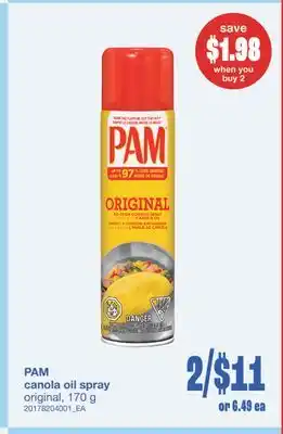 Wholesale Club PAM CANOLA OIL SPRAY, 170 G offer