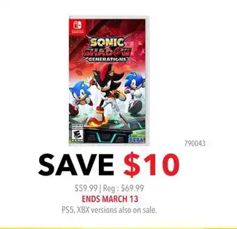 GameStop Sonic Shadow offer