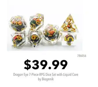 GameStop Dragon Eye 7-Piece RPG Dice Set with Liquid Core by Biogenik offer