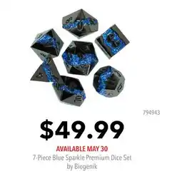 GameStop 7-Piece Blue Sparkle Premium Dice Set by Biogenik offer