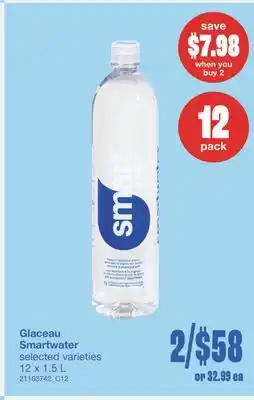 Wholesale Club GLACEAU SMARTWATER, 12 X 1.5 L offer