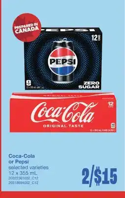 Wholesale Club COCA-COLA OR PEPSI, 12 X 355 ML offer