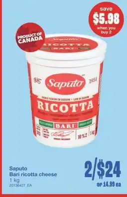 Wholesale Club BARI RICOTTA CHEESE, 1 KG offer