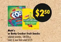 Wholesale Club Mott's or Betty Crocker Fruit Snacks offer