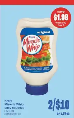 Wholesale Club MIRACLE WHIP EASY SQUEEZE, 650 ML offer