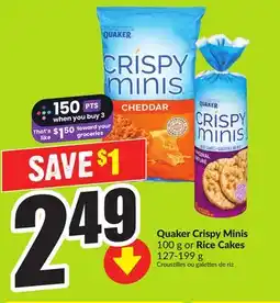 FreshCo Quaker Crispy Minis 100g or Rice Cakes 127-199 g offer