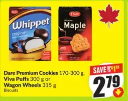 FreshCo Dare Premium Cookies 170-300 g Viva Puffs 300 g or Wagon Wheels 315 g offer