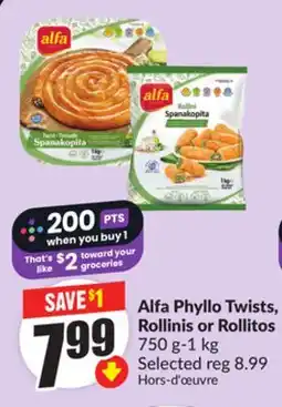 FreshCo Alfa Phyllo Twists, Rollinis or Rollitos 750 g offer