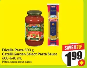 FreshCo Divella Pasta 500 g Catelli Garden Select Pasta Sauce 600-640 mL offer