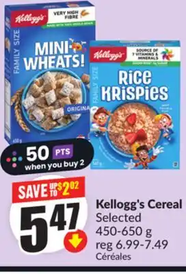 FreshCo Kellogg's Cereal Selected 450 - 650 g offer