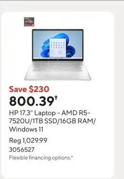 Staples HP 17.3 Laptop - AMD R5-7520U/1TB SSD/16GB RAM/Windows 11 offer