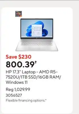 Staples HP 17.3 Laptop - AMD R5-7520U/1TB SSD/16GB RAM/Windows 11 offer