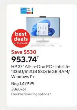 Staples HP 27 All-in-One PC - Intel i5-1335U/512GB SSD/16GB RAM/Windows 11+ offer