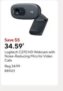 Staples Logitech C270 HD Webcam with Noise-Reducing Mics for Video Calls offer