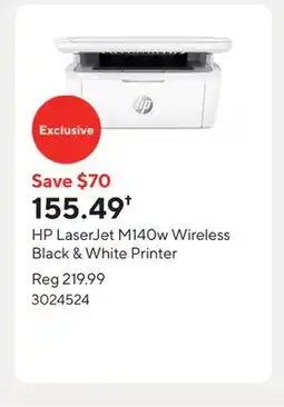 Staples HP LaserJet M140w Wireless Black & White Printer offer