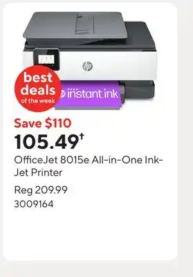 Staples OfficeJet 8015e All-in-One InkJet Printer offer