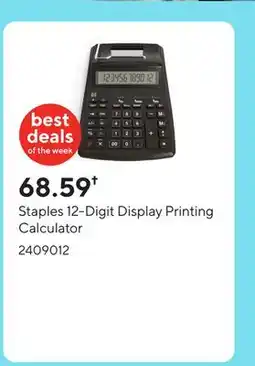 Staples Staples 12-Digit Display Printing Calculator offer