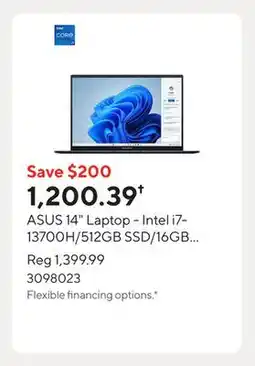 Staples ASUS 14 Laptop - Intel i7-13700H/512GB SSD/16GB RAM/Touchscreen/Windows 11 Home offer