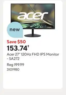 Staples Acer 27 120Hz FHD IPS Monitor - SA272 offer