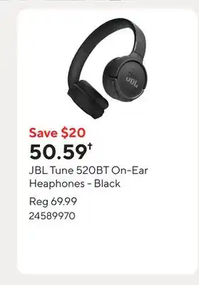 Staples JBL Tune 520BT On-Ear Heaphones - Black offer