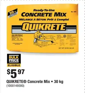 Home Depot QUIKRETE Concrete Mix • 30 kg offer