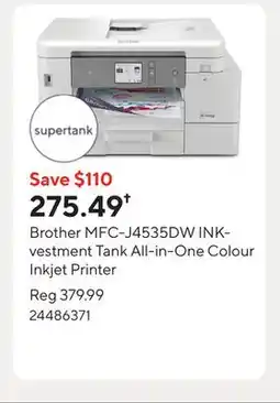 Staples Brother MFC-J4535DW INKvestment Tank All-in-One Colour Inkjet Printer offer