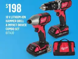 Canac 18 V Lithium-Ion Hammer Drill & Impact Driver Combo Set offer