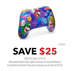 GameStop Nintendo Switch Color Splash Heroes Enhanced Wireless Controller by PowerA offer