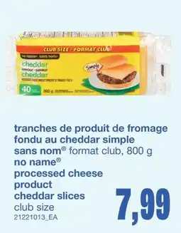 Wholesale Club TRANCHES DE PRODUIT DE FROMAGE FONDU AU CHEDDAR SIMPLE, 800 g offer