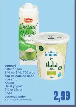 Wholesale Club YOGOURT HALAL 2 % OU 3 %, 750 G OU EAU DE NOIX DE COCO, 1 L offer