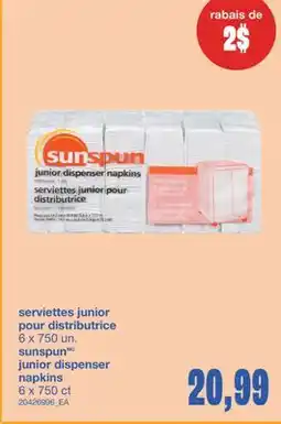 Wholesale Club SERVIETTES JUNIOR POUR DISTRIBUTRICE 6 X 750 UN offer