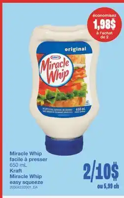 Wholesale Club MIRACLE WHIP FACILE À PRESSER, 650 mL offer