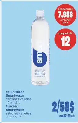 Wholesale Club EAU DISTILLÉE SMARTWATER, 12 x 1,5 L offer